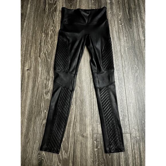 Spanx Moto Faux Leather Leggings Very Black Size Medium - Picture 1 of 7